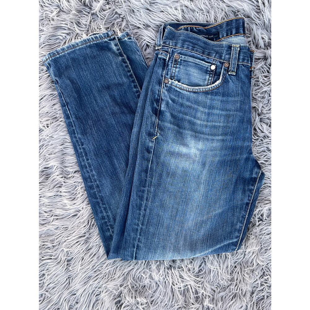 Lucky Brand Denim Jeans 121 Heritage Slim Distressed Medium Wash Men's 30